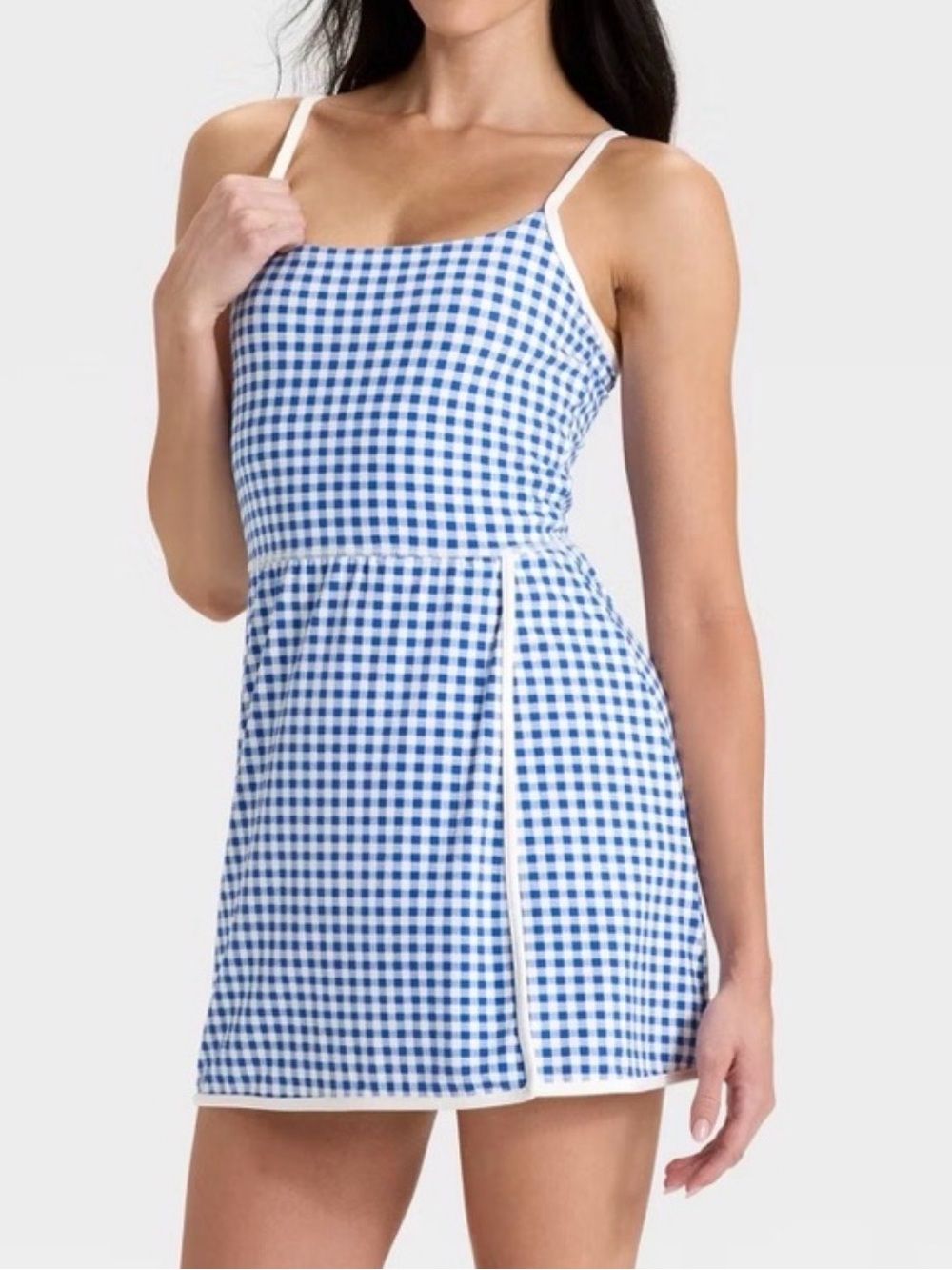 All in Motion Blue & White Gingham Active Dress w/shorts